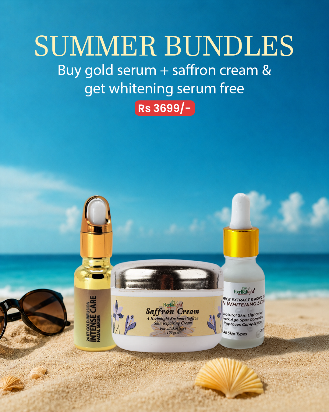 buy gold serum + saffron cream & get whitening serum free