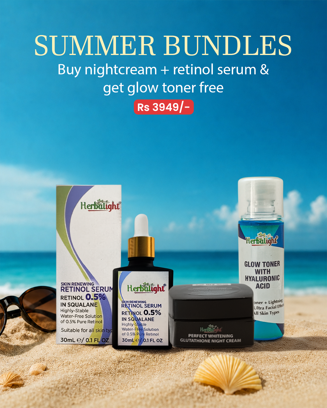 buy nightcream + retinol serum & get glow toner free
