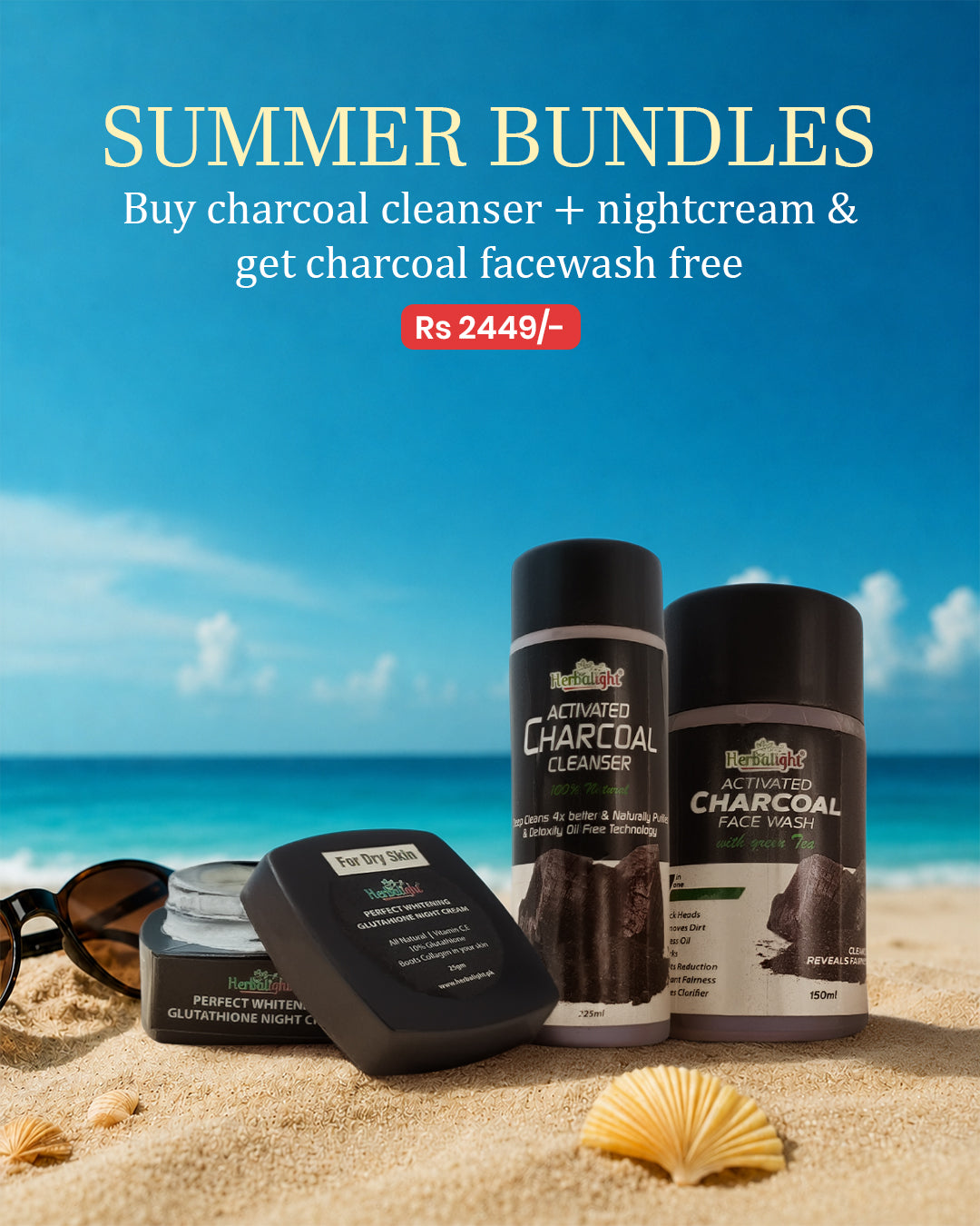 Buy charcoal cleanser + nightcream & get charcoal facewash free